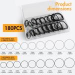 Darlingao 180 Pcs O Ring Watch Gasket Kit, 18 Sizes Rubber Seal O Rings 16–30mm, Waterproof Watch Back Case Gaskets for Watch Repair Replacement