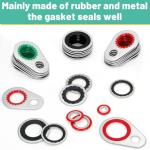 XBVV 95 PCS 12 Sizes Premium A/C Conditioning System Compressor Gasket Seal, Automotive Air Conditioning Compressor Port Seal Gasket Kit Bonded Gasket Seal Assortment Set