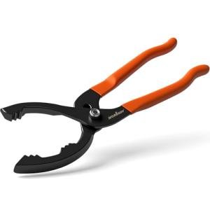 HORUSDY 12" Adjustable Oil Filter Pliers, Adjustable Oil Filter Wrench Removal Tool (Orange)