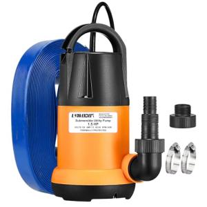 Limodot Submersible Water Pump With 25ft. Hose Kit, Sump Pump, Utility Pump with 25-Foot Power Cord, 4000GPH, Portable Water Pump for Swimming Pools, Garden Ponds, Basements, Multi-Purpose Drainage