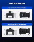 Orion Motor Tech 2 pc. Oil Filter Removal Tool, 60-80 mm & 80-105 mm Adjustable Oil Filter Wrench, Oil Filter Removal Tool, 1/2" & 22 mm Drive Universal Oil Filter Wrench, Black