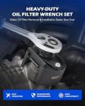 Orion Motor Tech 2 pc. Oil Filter Removal Tool, 60-80 mm & 80-105 mm Adjustable Oil Filter Wrench, Oil Filter Removal Tool, 1/2" & 22 mm Drive Universal Oil Filter Wrench, Black