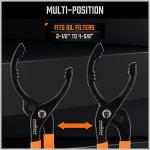 HORUSDY 12" Adjustable Oil Filter Pliers, Adjustable Oil Filter Wrench Removal Tool (Orange)
