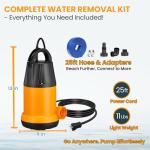 Limodot Submersible Water Pump With 25ft. Hose Kit, Sump Pump, Utility Pump with 25-Foot Power Cord, 4000GPH, Portable Water Pump for Swimming Pools, Garden Ponds, Basements, Multi-Purpose Drainage