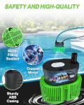 Pool Cover Pump above Ground - Submersible Water Sump Pump Swimming Water Removal Pumps, with Drainage Hose & 25 Feet Extra Long Power Cord, 850 GPH inGround, 3 Adapters