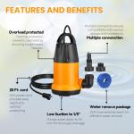 Limodot Submersible Water Pump With 25ft. Hose Kit, Sump Pump, Utility Pump with 25-Foot Power Cord, 4000GPH, Portable Water Pump for Swimming Pools, Garden Ponds, Basements, Multi-Purpose Drainage