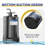 Acquaer 1/3 HP Automatic Submersible Water Pump, 115V Sump Pump with 3/4” Garden Hose Adapter, 2160 GPH High Flow Water Removal for Swimming Pool Cover Hot Tubs Flooded House Basement