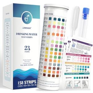 All-New 23 in 1 Drinking Water Testing Kit 158 Strips,Well Water Testing Kit & Water Test Strip for House Water for Hardness，Chlorine,Copper,Iron,Lead,pH and More