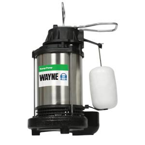 WAYNE CDU980E 3/4 HP Submersible Sump Pump – Cast Iron & Stainless Steel, Vertical Float Switch, 5,490 GPH, 5-Year Warranty