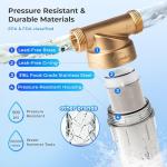 iSpring WSP-50 Spin Down Sediment Water Filter, Whole House Reusable Flushable Prefilter for Well Water, 50-Micron, 1" MNPT + 3/4" FNPT, Lead-Free Brass