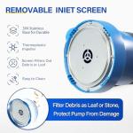 FOTING 1/2HP Submersible Water Pump with Stainless Steel Base - Removes Water to 0.04" Depth, 2450GPH Portable Sump Pump for Puddles, Pools, Boats, Gardens & Ponds - 10Ft Cord Included