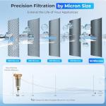 iSpring WSP-50 Spin Down Sediment Water Filter, Whole House Reusable Flushable Prefilter for Well Water, 50-Micron, 1" MNPT + 3/4" FNPT, Lead-Free Brass