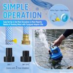 PANRANO 1/3 HP Submersible Water Pump 2000 GPH Portable Small Sump Pump For Pool Cover, Basements, Puddles, Gardens Ponds With 16.4 Ft Power Cord and Hose Adapters, Blue