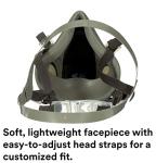 3M Half Facepiece Reusable Respirator 6200, NIOSH, Four-Point Harness, Comfortable Fit, Dual Airline Supplied Air Compatible, Bayonet Connections, Painting, Sanding, Cleaning, Medium