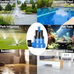 FOTING 1/2HP Submersible Water Pump with Stainless Steel Base - Removes Water to 0.04" Depth, 2450GPH Portable Sump Pump for Puddles, Pools, Boats, Gardens & Ponds - 10Ft Cord Included