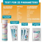 SJ WAVE 22 in 1 Water Test Kits - 125 Strips Drinking Water Test Kit, Home Tap and Well Water Tester for Bacteria pH Hardness Lead Iron Copper Chlorine Cyanuric Acid