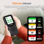 LifeBasis Air Quality Monitor Indoor, 11-in-1 Air Quality Detector with Stand, Real-Time Air Meter Test AQI, PM1.0, PM2.5, PM10, CO2, TVOC, HCHO, Particles, Temperature and Humidity, Dual Alert -Black