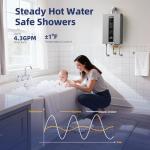 Tankless Water Heater, Novieex On Demand Water Heater Natural Gas, Up to 4.3 GPM, 100,000 BTU Instant Hot Water Heater with LED Display, Indoor Installation, 2-4 Point Use for Family Bathroom Kitchen