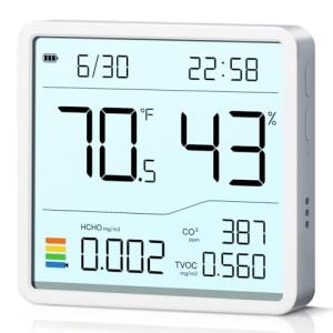 Tarinks 7-in-1 Air Quality Monitor Indoor, Air Analysis Apparatus, 5s Backlight Air Quality Meter for TVOC, HCHO, Temp, Hum, Temperature Humidity Monitor for Home, Office, Hotel