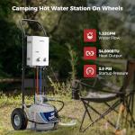 CAMPLUX 5L Portable Tankless Water Heater, 1.32 GPM Outdoor Propane Shower for Camping, RV, Off-Grid, Instant Hot Water with Folding Handle, Overheat Protection, Low Pressure Startup, AY132, White