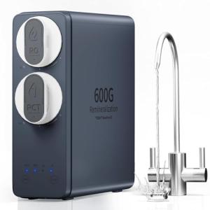 TOKIT U2 Reverse Osmosis System, Tankless Alkaline Mineral Reverse Osmosis Water Filter, NSF/ANSI 58,Under Sink Water Filter RO System, 600 GPD, 2:1 Pure to Drain, 2 Way Faucet