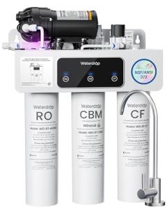 Waterdrop T3-M Remineralization Reverse Osmosis Water Filter, NSF/ANSI 372 Certified, 9-Stage Undersink RO System, 450 GPD Tankless RO Water Filtration System, 2:1 Pure to Drain, Plug-in Required