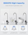 Waterdrop G3P800 Reverse Osmosis System, 800 GPD Fast Flow, NSF/ANSI 42 & 53 & 58 & 372 Certified, 3:1 Pure to Drain, Tankless Under Sink RO Water Filter System, LED Purifier, Smart Faucet