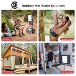 CAMPLUX 5L Portable Tankless Water Heater, 1.32 GPM Outdoor Propane Shower for Camping, RV, Off-Grid, Instant Hot Water with Folding Handle, Overheat Protection, Low Pressure Startup, AY132, White