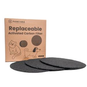 PAWZIDEA 3-Pack Replacement Activated Carbon Filter for PAWZIDEA Outdoor Ready 3.1 Gallon Dog Poop Trash Can Brown/Black/Gray, 7.8" Round, 1/5" Thick Deodorizing Carbon Filters, EFFECTIVE ODOR CONTROL