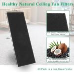 40 Pcs Ceiling Fan Filters for Blades, Fan Air Purifier Pads with Activated Coconut Shell Carbon, Universal Easy Stick Ceiling Fans Filter Fit for Common Household Office Contaminants