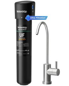Waterdrop 15UB-UF 0.01 μm Ultra Filtration Under Sink Water Filter System, Reduces Lead, Chlorine, Bad Taste & Odor, 2 Years, with Dedicated Brushed Nickel Faucet, USA Tech