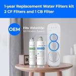 Waterdrop G3-2CFCB Filter, Replacement for Waterdrop G3-W & G3P600 & G3P800 Reverse Osmosis System, Pack of 2 G3-N1CF Filters and 1 G3-N3CB Filter, 1-Year Combo