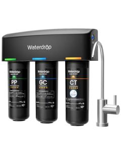Waterdrop TSB 8 Layer Under Sink Water Filter, Reduces PFAS, PFOA/PFOS, Fluoride, Chlorine, Bad Taste & Odor, with Dedicated Faucet, NSF/ANSI 42 Certified Element, Under Sink Water Filtration System