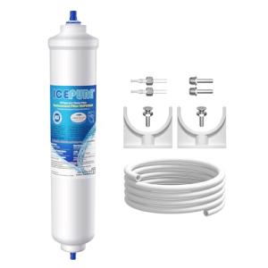 ICEPURE Inline Water Filter for Refrigerator and Ice Maker with 1/4-Inch Direct Connect Fittings, NSF Certified Drinking Water Filtration System for RV, RO System, Reduces Chlorine, Taste&Odor, 1PACK
