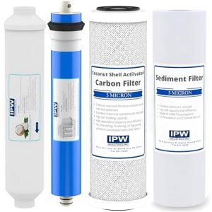 IPW Industries Universal 4-Stage Under Sink Reverse Osmosis Replacement Filter Kit | Replace Every 6-12 Months for Pure, Refreshing Water