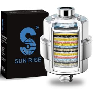 SR SUN RISE 20-Stage Shower Filter-Shower Head Filter for Hard Water, with 1 Replaceable Cartridges, High Output Shower Water Filter for Removing Chlorine and fluoride, Polished Chrome