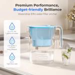 Waterdrop Water Filter Pitcher, 200-Gallon Long-Life, Countertop NSF Certified Water Purifier, Replaces 6,400 Plastic Water Bottles a Year, Reduces Chlorine, PFOA/PFOS, 7-Cup, Blue