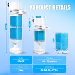 Aquarium Filter for 40-70 Gallons Tank, 225GPH Fish Tank Filters with Oxygenation, Wavemaker & Impurity Isolation, Multi-Functional Circulation System