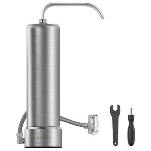 OEMIRY Countertop Water Filter, Stainless Steel 8000 Gallons Faucet Water Filtration System, Reduces 99.99% Chlorine, Lead, Heavy Metals, Bad Odor, OM-CF01 Included 1 Filter