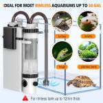 hygger Quiet Hang On Back Aquarium Filter 5-30 Gallon Small Fish Tank Canister Filter with Surface Skimmer Spray Bar 3 Floss Pads Bio Filter Media Adjustable Flow, Easy Water Change 132 GPH