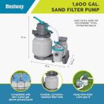 Bestway 1,500 Gallon Sand Filter Pump for 300 to 11,200 Gallon Above Ground Outdoor Swimming Pools with ChemConnect Clean Water Dispenser