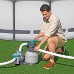 Bestway 1,500 Gallon Sand Filter Pump for 300 to 11,200 Gallon Above Ground Outdoor Swimming Pools with ChemConnect Clean Water Dispenser