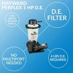 Hayward W3EC40C92S Perflex 1 HP Diatomaceous Earth Filter Pump System for Above-Ground Pools