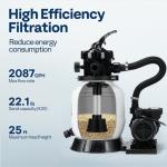 VIVOHOME 2087 GPH Sand Filter Pump for Above Ground Pools up to 4,600 Gallons, 7-Way Valve with 22 lb Sand Capacity, Heavy-Duty Rust-Resistant Housing