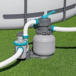 Bestway 1,500 Gallon Sand Filter Pump for 300 to 11,200 Gallon Above Ground Outdoor Swimming Pools with ChemConnect Clean Water Dispenser