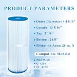 Chryseos Spa Filter Compatible with PRB25-IN, C-4326, FC-2375, R173429, 8172500, 5X13 Drop in Spa Filter, 25 sq. ft., 2 Pack