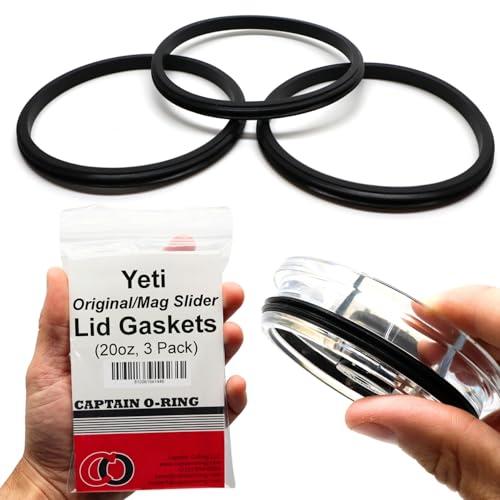 Captain O-Ring – Replacement Lid Seal Gaskets for Yeti Stainless Steel Insulated Tumbler Mugs (3 Pack) [20 oz Lid Size]