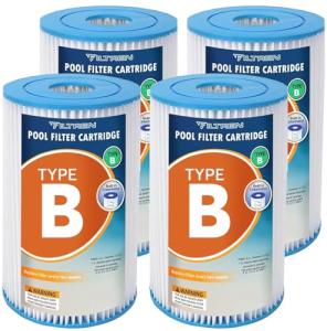 Type B Pool Filter Replacement Cartridges for Jacuzzi, Whirlpool, Hot Tub, Swimming Pool, Spa, Compatible with INTEX 2500 GPH Filter Pump-4 Pack