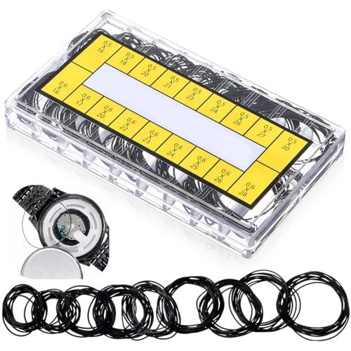 Xthrotsenk 200Pcs O Ring Watch Gasket Kit Assorted Watch Back Gasket Rubber Watches Sealing Ring 0.5/0.6 16-30mm Rubber Seal Washers Set Replacement O Rings for Watches Repair, 18 Sizes