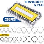 Xthrotsenk 200Pcs O Ring Watch Gasket Kit Assorted Watch Back Gasket Rubber Watches Sealing Ring 0.5/0.6 16-30mm Rubber Seal Washers Set Replacement O Rings for Watches Repair, 18 Sizes